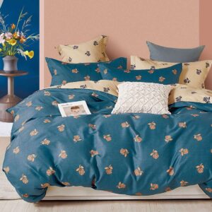 cotton bedsheet orange leaves