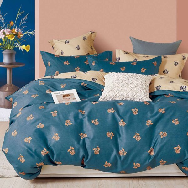 cotton bedsheet orange leaves