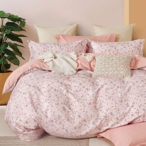 cotton bedsheet pink leave